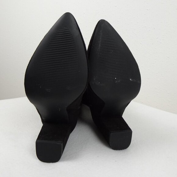 JustFab Aubriana Boots Over The Knee Heeled Suede Women's Size 8 Black Vegan - Picture 10 of 13
